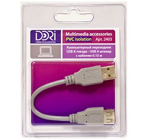 2403 Переходник USB A шт. — USB А гн. L=0,15 м