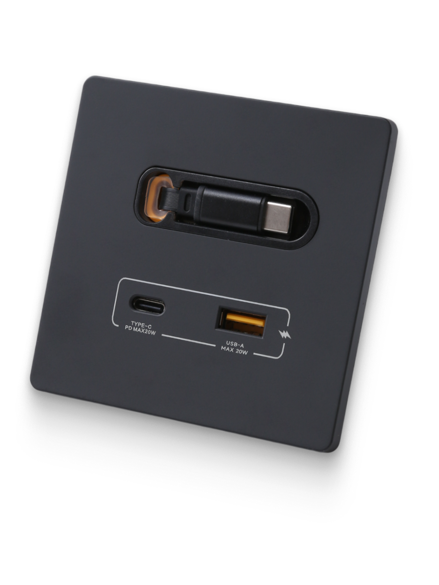 53297 Зарядное устройство DORI кабель Type-C + USB-A + Type-C, черный