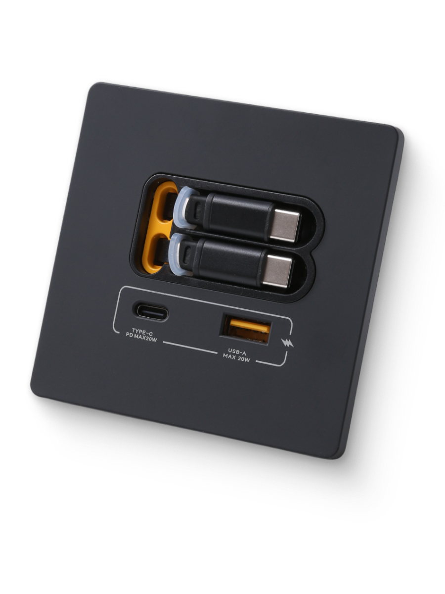 53280 Зарядное устройство DORI 2 кабеля Type-C + USB-A + Type-C, черный