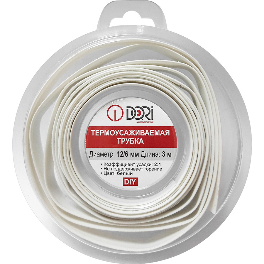 49777 Термоусаживаемая трубка ТУТ 12/6, ролл 3м, белая