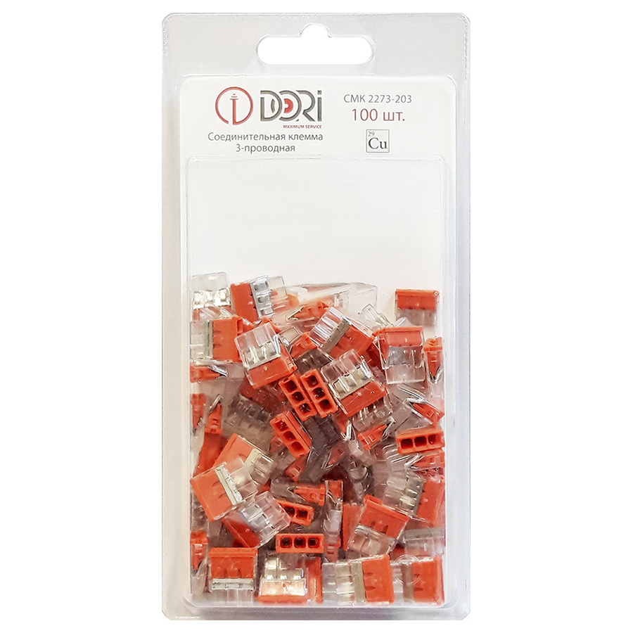 Строительно-монтажная клемма Dori (СМК2273-203) 3-проводная 100 шт.