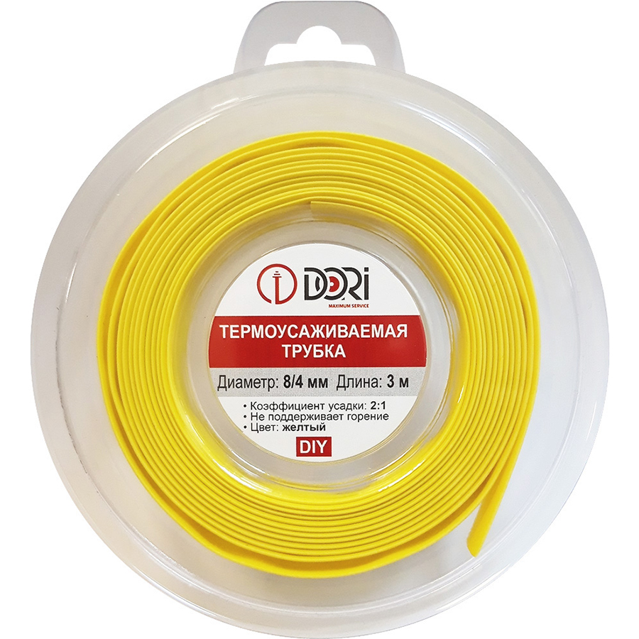 48794 Термоусаживаемая трубка ТУТ 8/4, ролл 3м, желтая