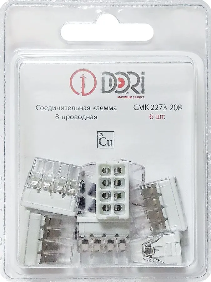 Строительно-монтажная клемма Dori (СМК 2273-208) 8-проводная 6 шт.