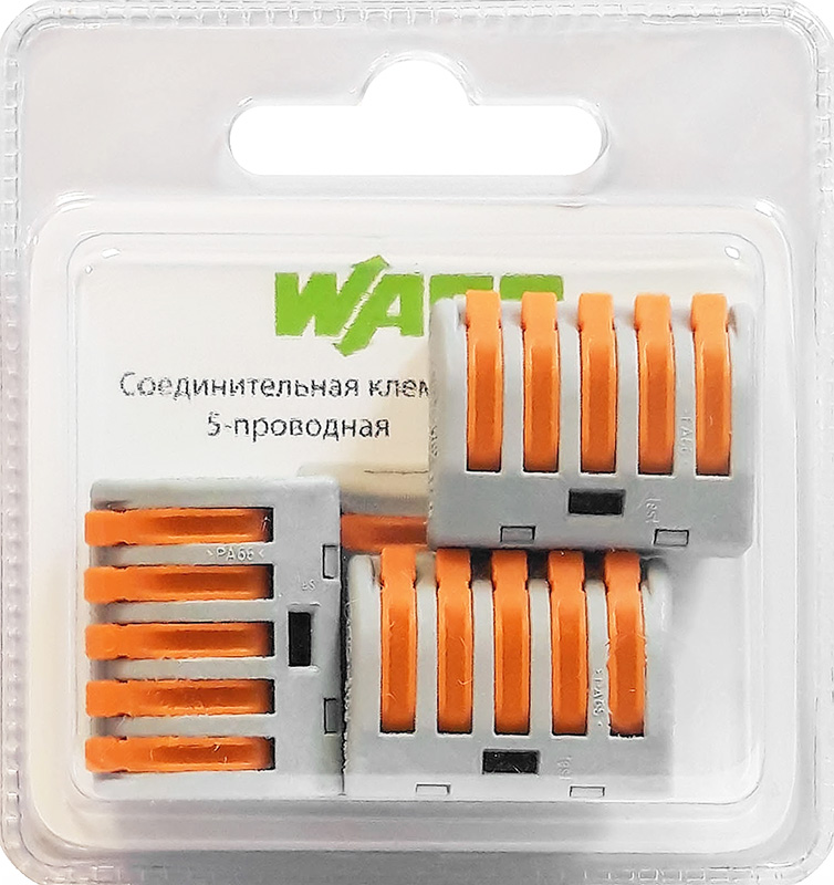Соединительная клемма WAGO (222-415) 5-ти проводная 3 шт. блистер