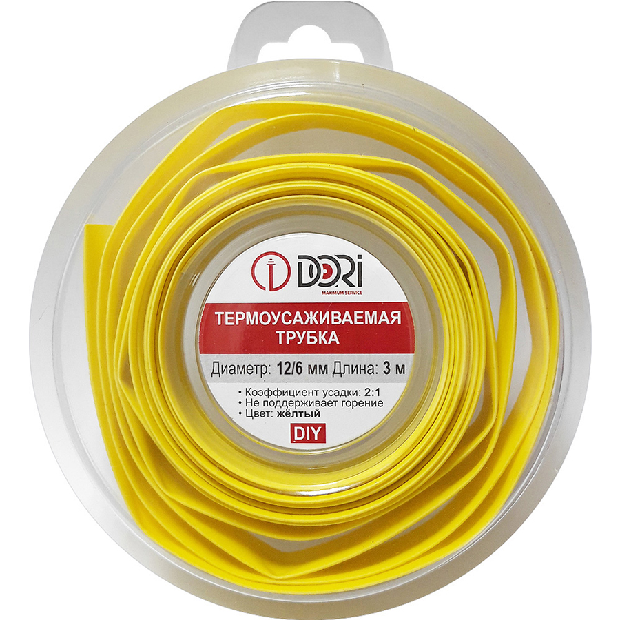 49784 Термоусаживаемая трубка ТУТ 12/6, ролл 3м, желтая