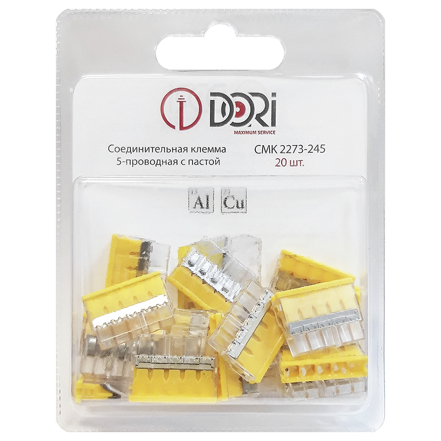 Строительно-монтажная клемма Dori (СМК 2273-245) 5-проводная с пастой 20 шт.