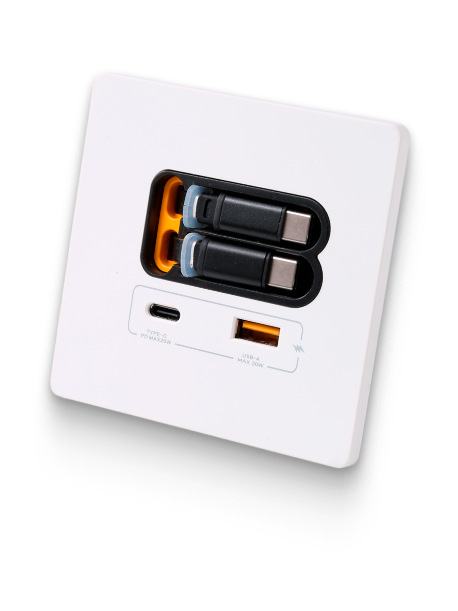 53303 Зарядное устройство DORI 2 кабеля Type-C + USB-A + Type-C, белый