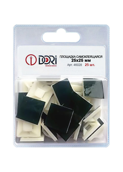 46028 Площадка для крепления стяжек самоклеящаяся 25х25 мм белая (25 шт)