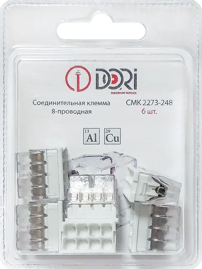 Строительно-монтажная клемма Dori (СМК 2273-248) 8-проводная с пастой 6 шт.