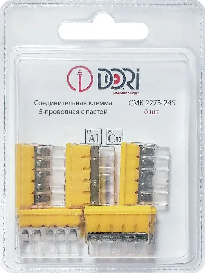 Строительно-монтажная клемма Dori (СМК 2273-245) 5-проводная с пастой 6 шт.