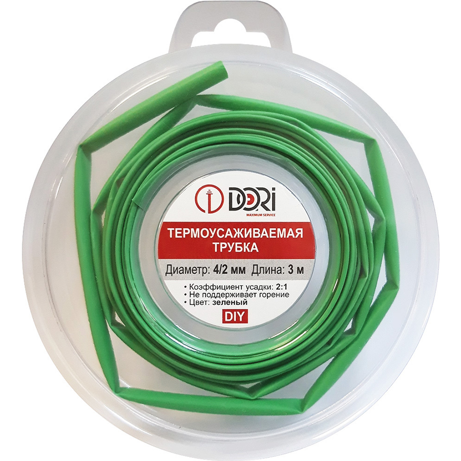48671 Термоусаживаемая трубка ТУТ 4/2, ролл 3м, зелёная