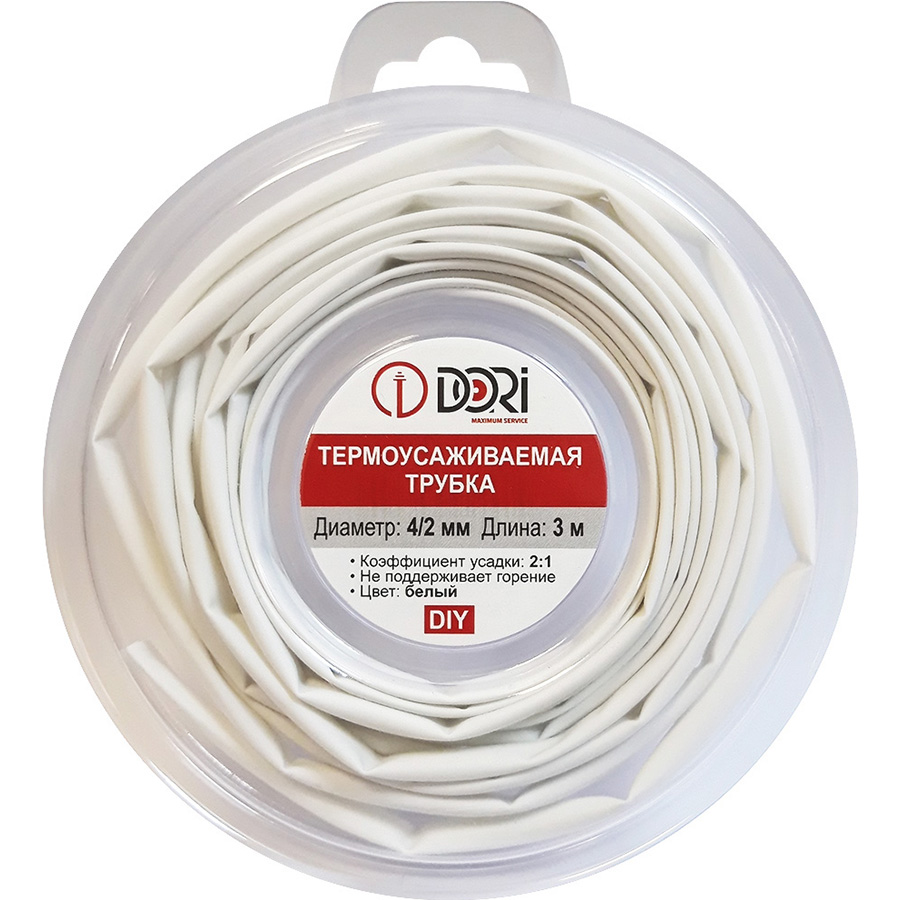 48640 Термоусаживаемая трубка ТУТ 4/2, ролл 3м, белая