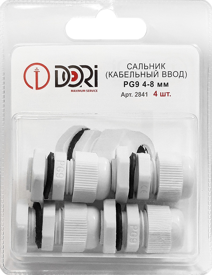 2841 Сальник PG 9 диаметр проводника 4-8мм IP54 (4шт/бл.)