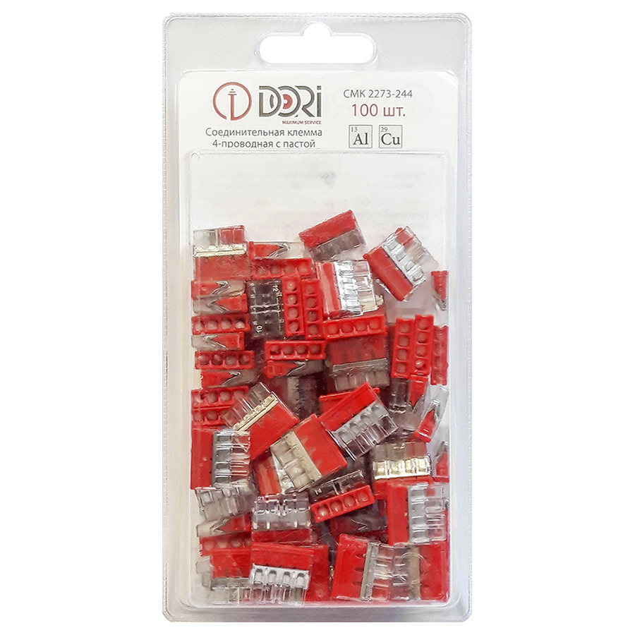 Строительно-монтажная клемма Dori (СМК 2273-244) 4-проводная с пастой 100 шт.