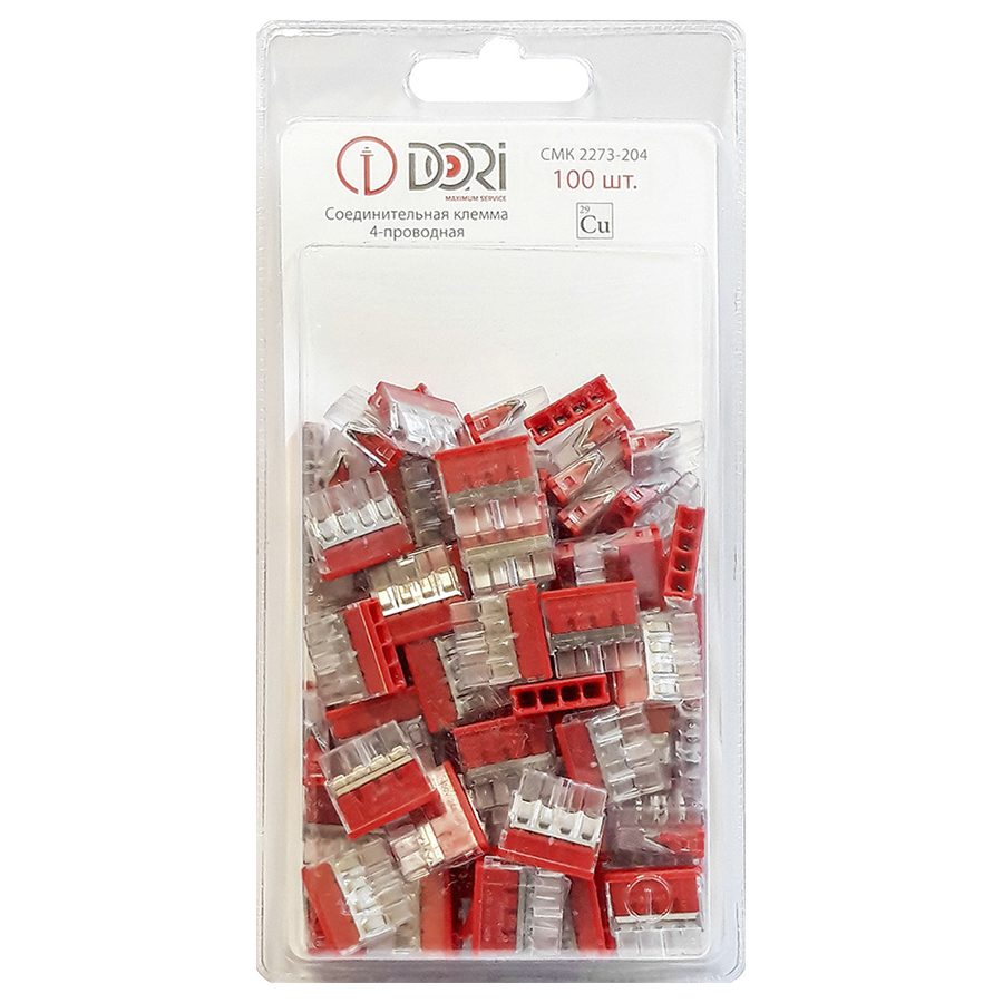 Строительно-монтажная клемма Dori (СМК2273-204) 4-проводная 100 шт.