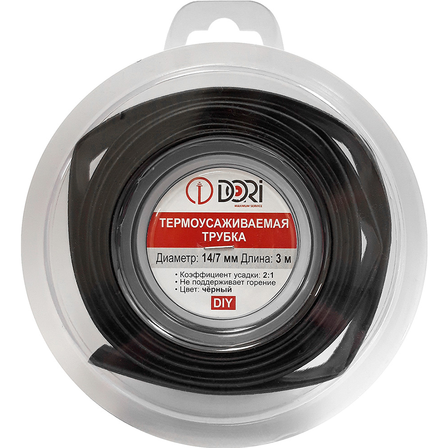 50166 Термоусаживаемая трубка ТУТ 14/7, ролл 3м, черная