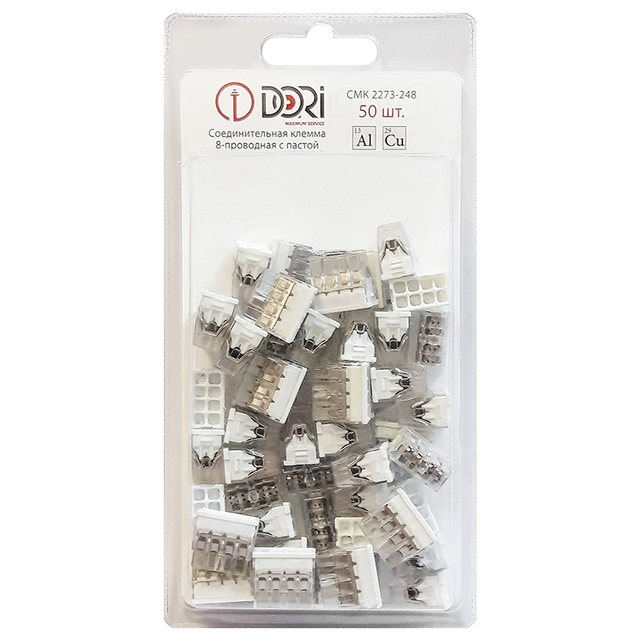 Строительно-монтажная клемма Dori (СМК 2273-248) 8-проводная с пастой 50 шт.
