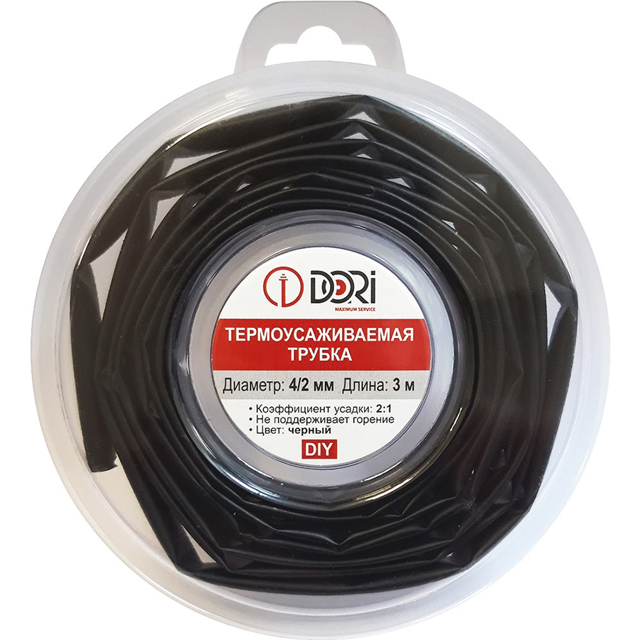 48701 Термоусаживаемая трубка ТУТ 4/2, ролл 3м, черная