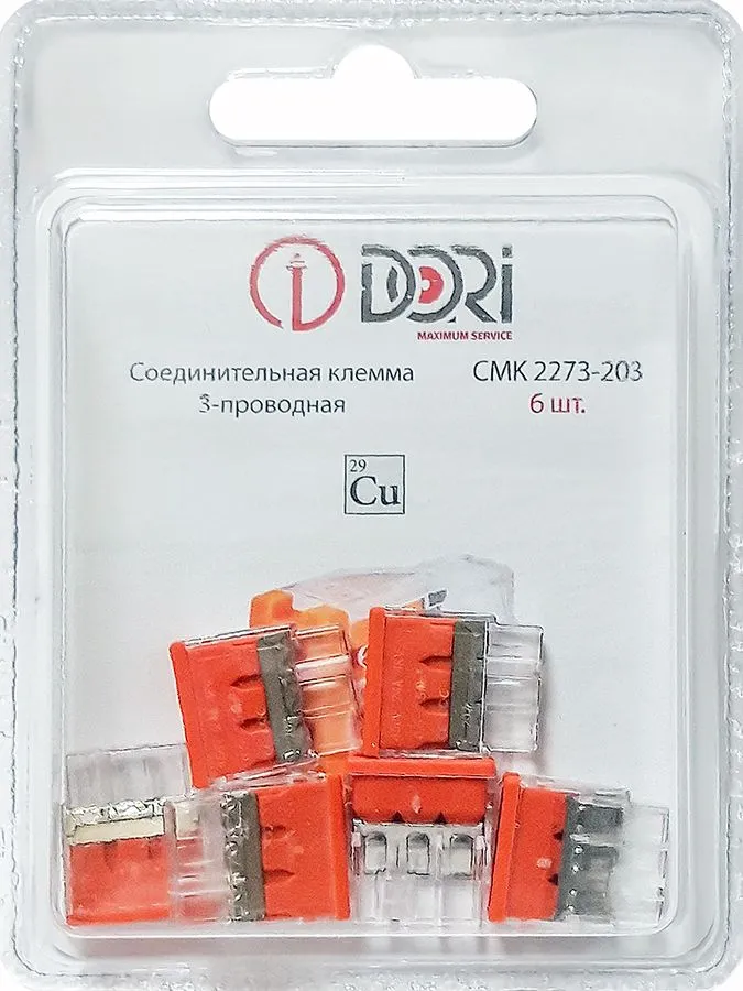Строительно-монтажная клемма Dori (СМК2273-203) 3-проводная 6 шт.