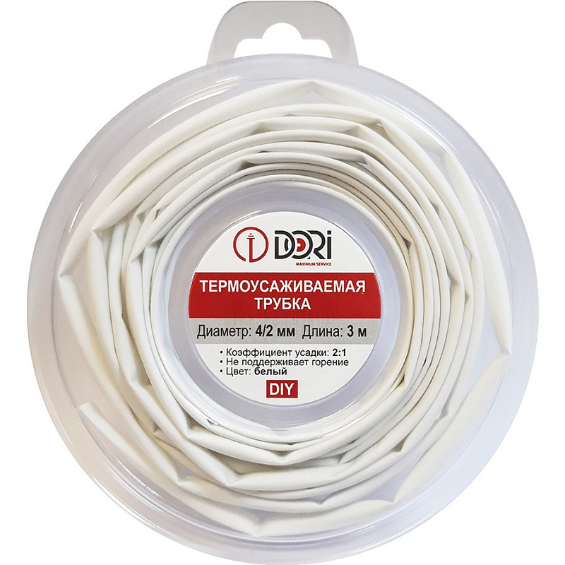 48640 Термоусаживаемая трубка ТУТ 4/2, ролл 3м, белая