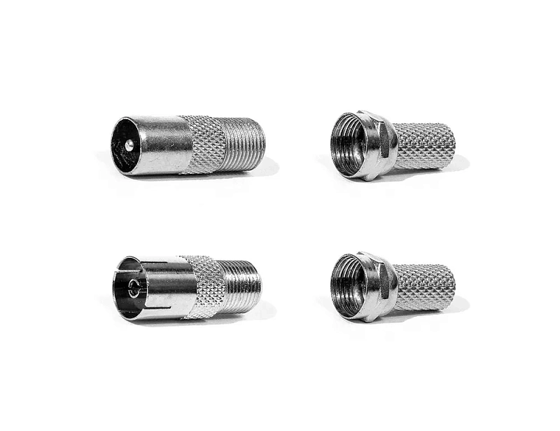 16931 Комплект TV-разъемов №5 (4шт) - F-гнездо-TV-штекер, F-гнездо-TV-гнездо и F-разъемы - 2 шт.