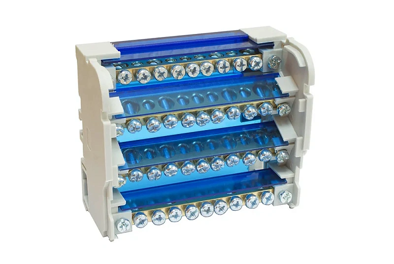 45038 Нулевая шина на Din-рейку в корпусе (4 шины по 11 отв.)