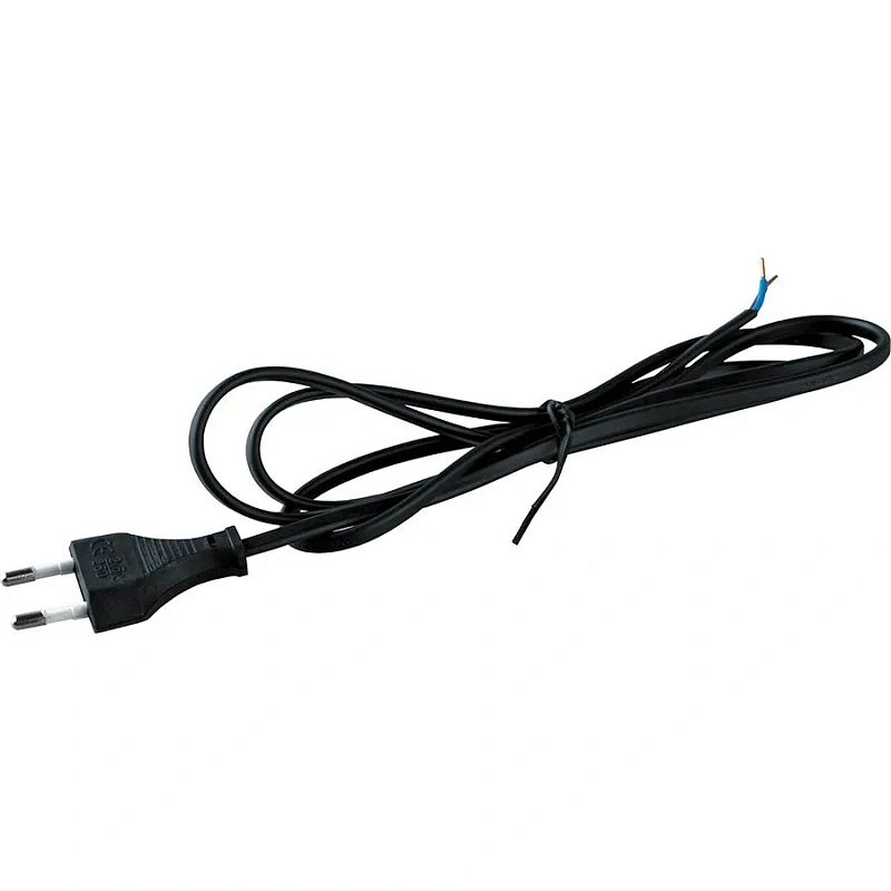 48268 Шнур ШВВП с вилкой, черный, 2м