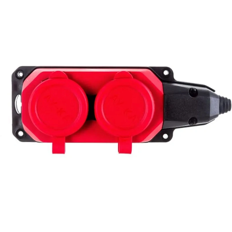 2464 Колодка ОУ 2-ая каучук с/з 16A IP44 красная