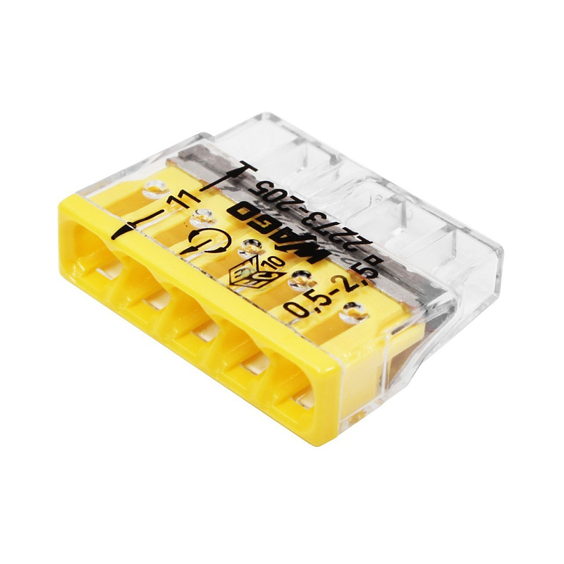 102668 Соединительная клемма WAGO (2273-205) 5-ти проводная, 100 шт. (короб.)