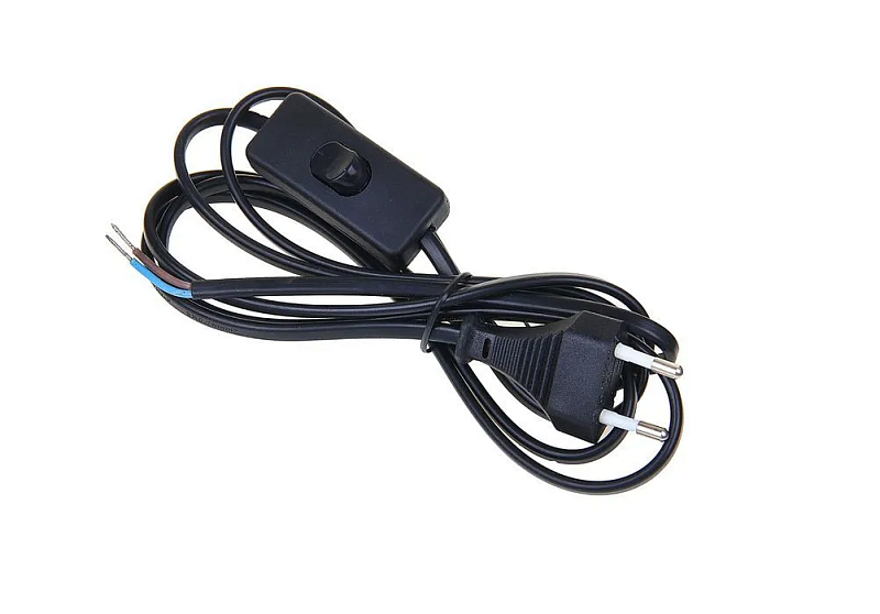 40675 Шнур для бра с переключателем, чёрный, блистер, 2м