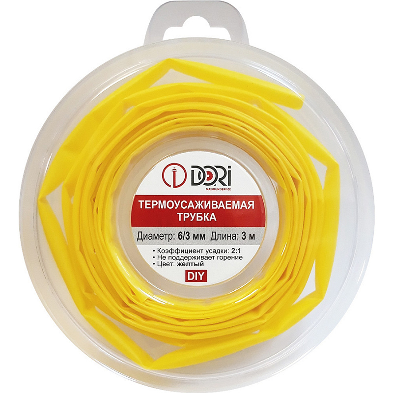 48725 Термоусаживаемая трубка ТУТ 6/3, ролл 3м, желтая