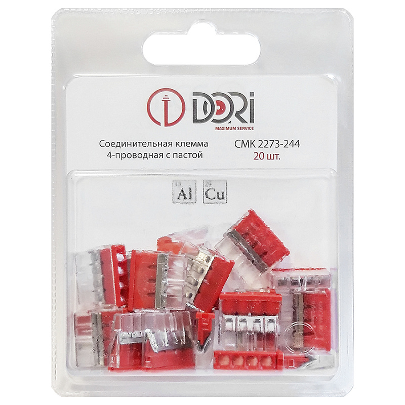 47148 Строительно-монтажная клемма Dori (СМК 2273-244 )4-проводная с пастой 20 шт.