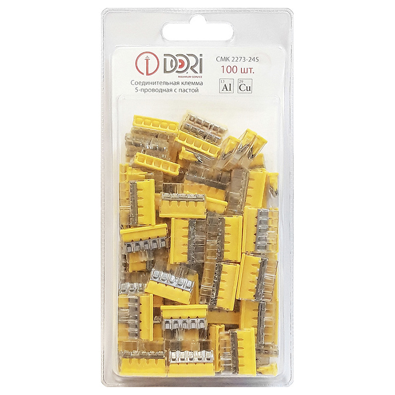 48244 Строительно-монтажная клемма Dori (СМК 2273-245) 5-проводная с пастой 100 шт.