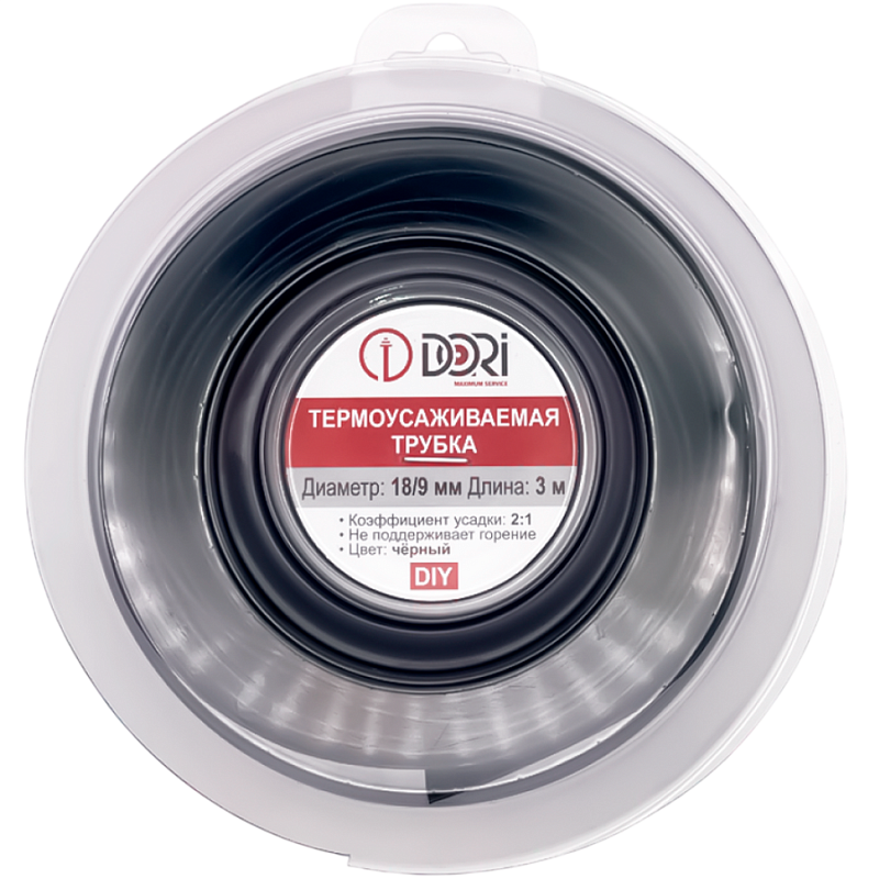 51088 Термоусаживаемая трубка ТУТ 18/9, ролл 3м, черная