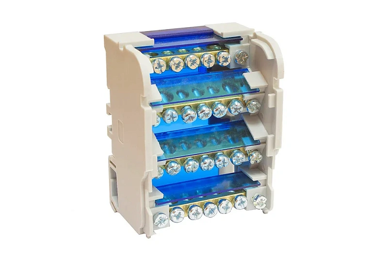 45021 Нулевая шина на Din-рейку в корпусе (4 шины по  7 отв.)