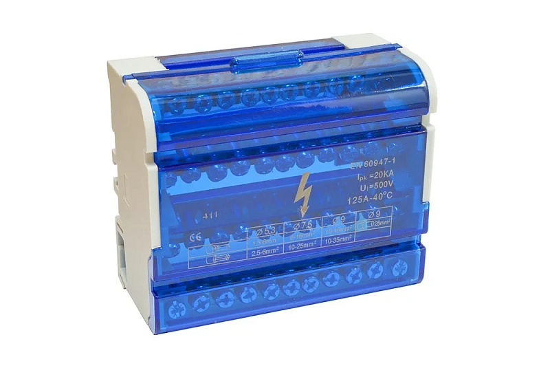 45038 Нулевая шина на Din-рейку в корпусе (4 шины по 11 отв.)