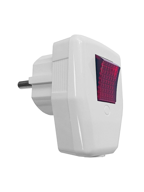 46288 Вилка DORI с выключателем угловая с/з, белая