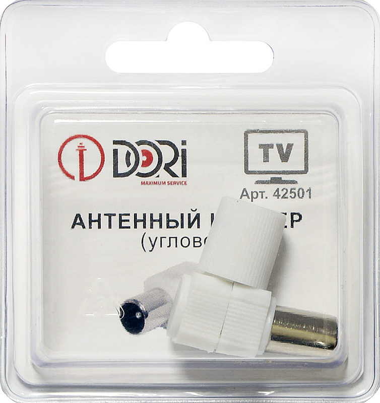 42501 Антенный штекер белый угловой (1 шт.) блистер