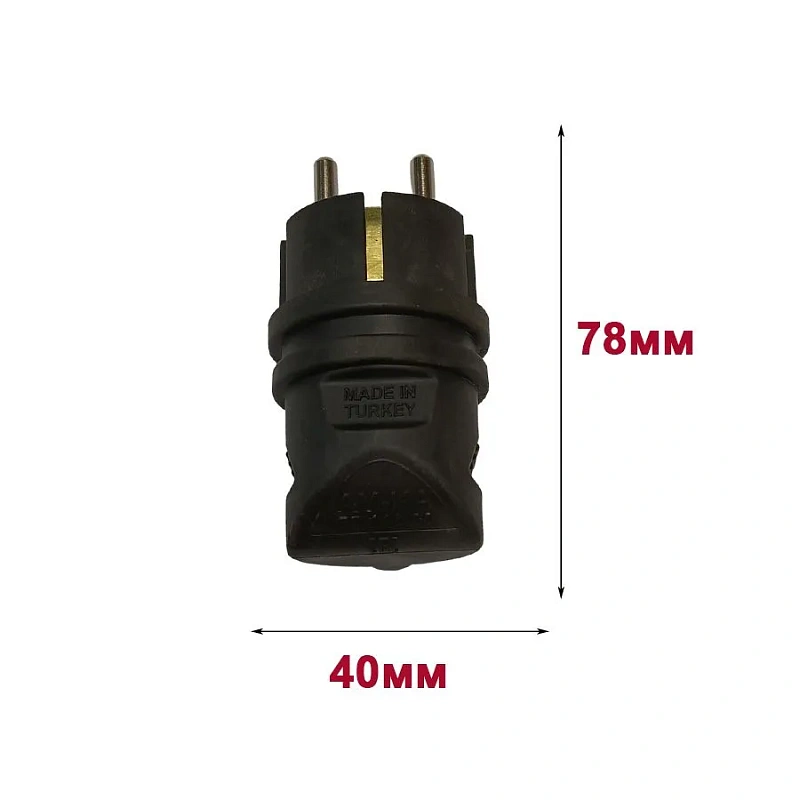 64523 Вилка угловая с/з каучуковая черная