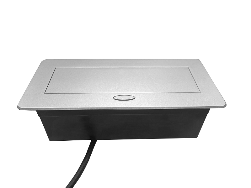 51736 Блок розеток Dori POP UP 2+USB-A+USB-C, выдвижной горизонтальный серебро