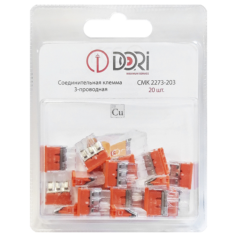 47070 Строительно-монтажная клемма Dori (СМК2273-203) 3-проводная 20 шт.