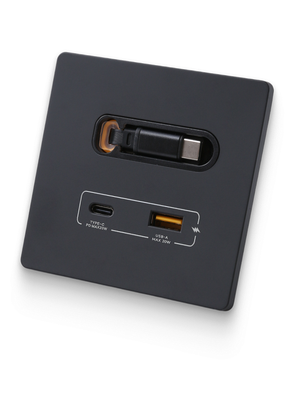 53297 Зарядное устройство DORI кабель Type-C + USB-A + Type-C, черный