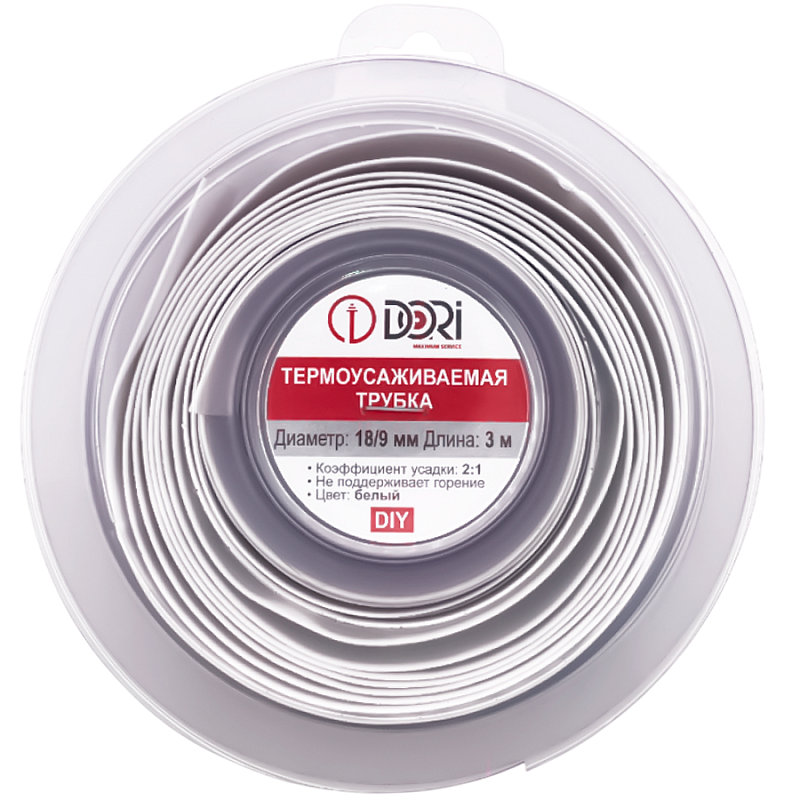 51071 Термоусаживаемая трубка ТУТ 18/9, ролл 3м, белая