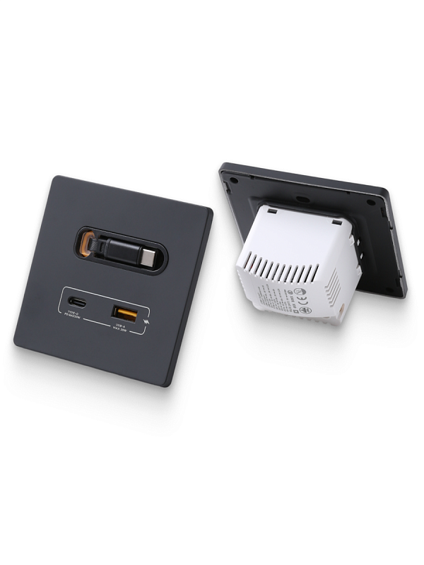 53297 Зарядное устройство DORI кабель Type-C + USB-A + Type-C, черный