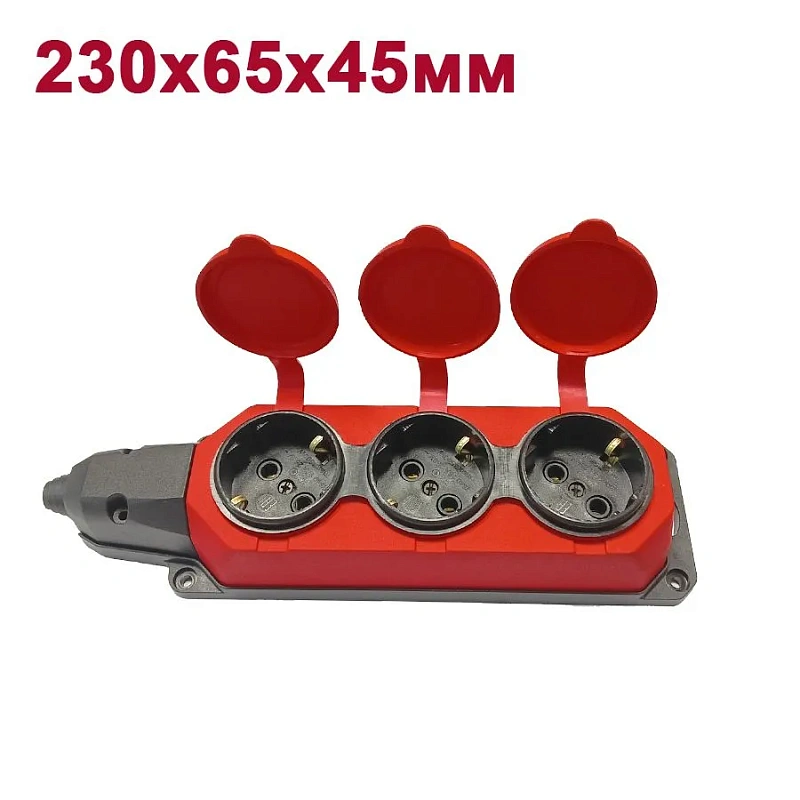 2471 Колодка ОУ 3-ая каучук с/з 16A IP44 красная