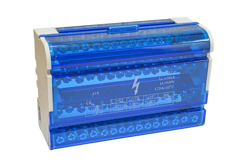 45045 Нулевая шина на Din-рейку в корпусе (4 шины по 15 отв.)