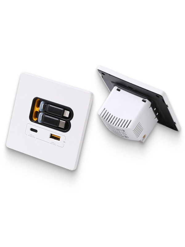 53303 Зарядное устройство DORI 2 кабеля Type-C + USB-A + Type-C, белый