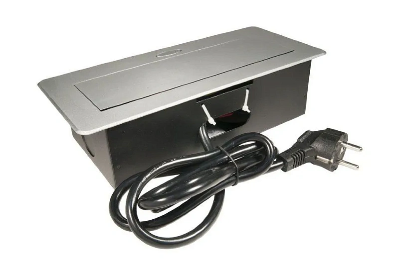 45694 Блок розеток выдвижной горизонтальный, серебристый