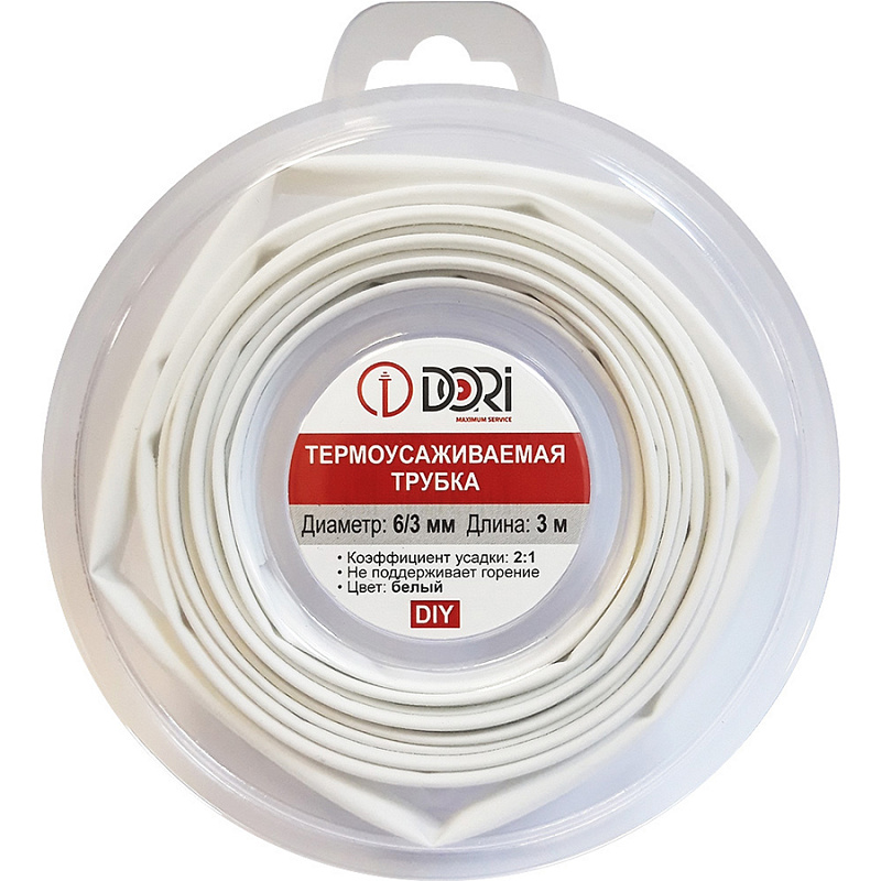 48718 Термоусаживаемая трубка ТУТ 6/3, ролл 3м, белая