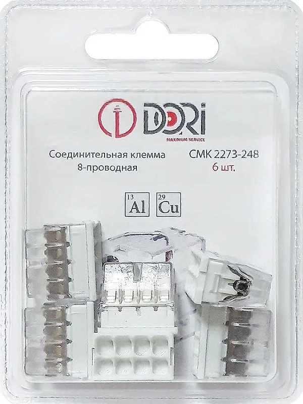 46387 Строительно-монтажная клемма Dori (СМК 2273-248) 8-проводная с пастой 6 шт.